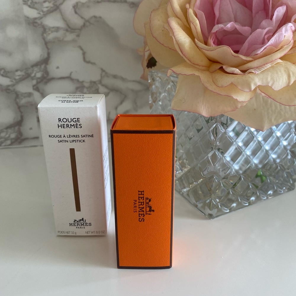 BRAND NEW Hermes Satin Lipstick - Coral Aqua 52 Satine - Picture 3 of 7